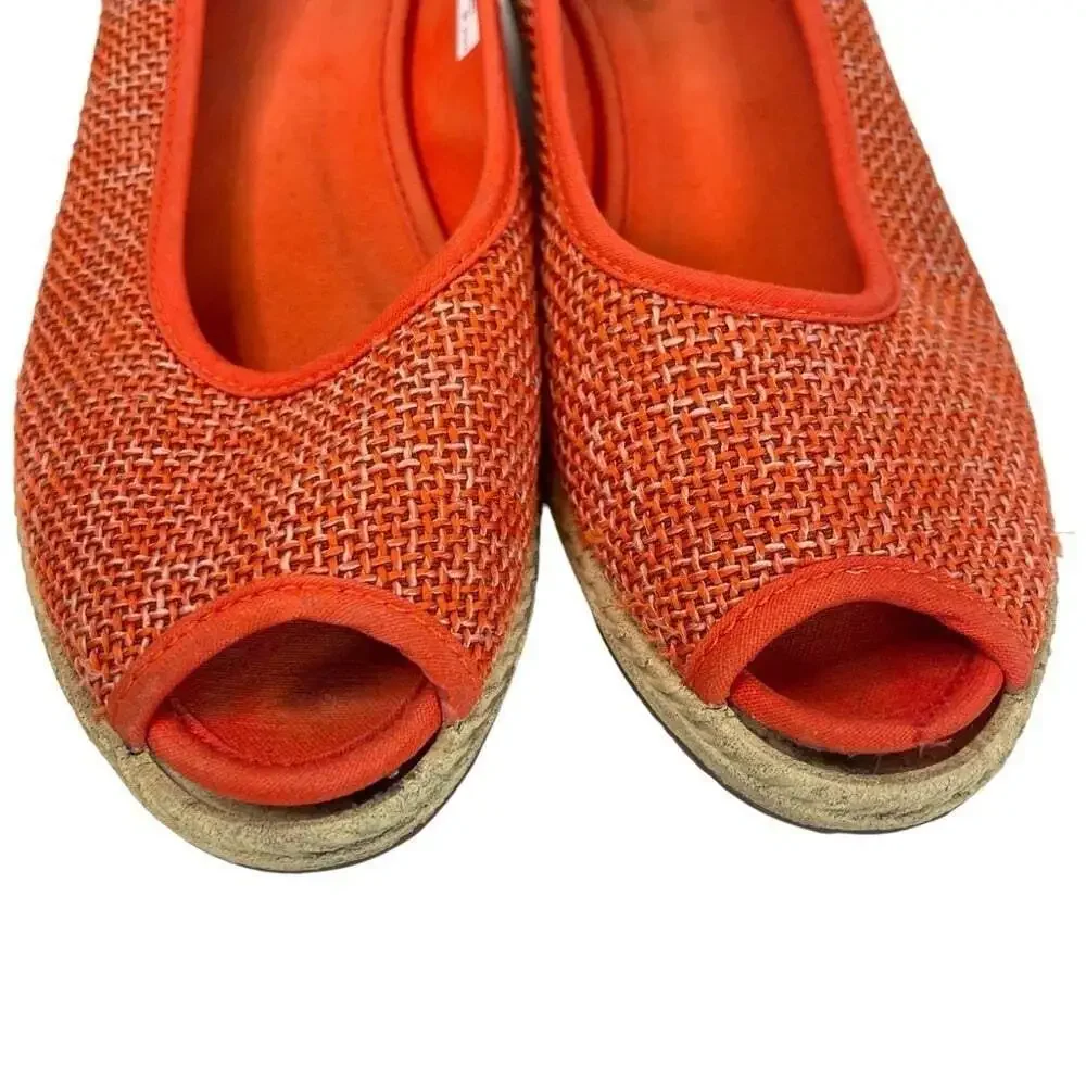KEEN Cortona Wedge Shoes Womens 9 Orange Peep Toe Casual Comfort 1012413